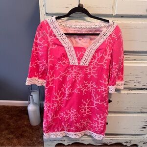 Lilly Pulitzer Sherman Tunic Dress in Color Me Coral, size 0.